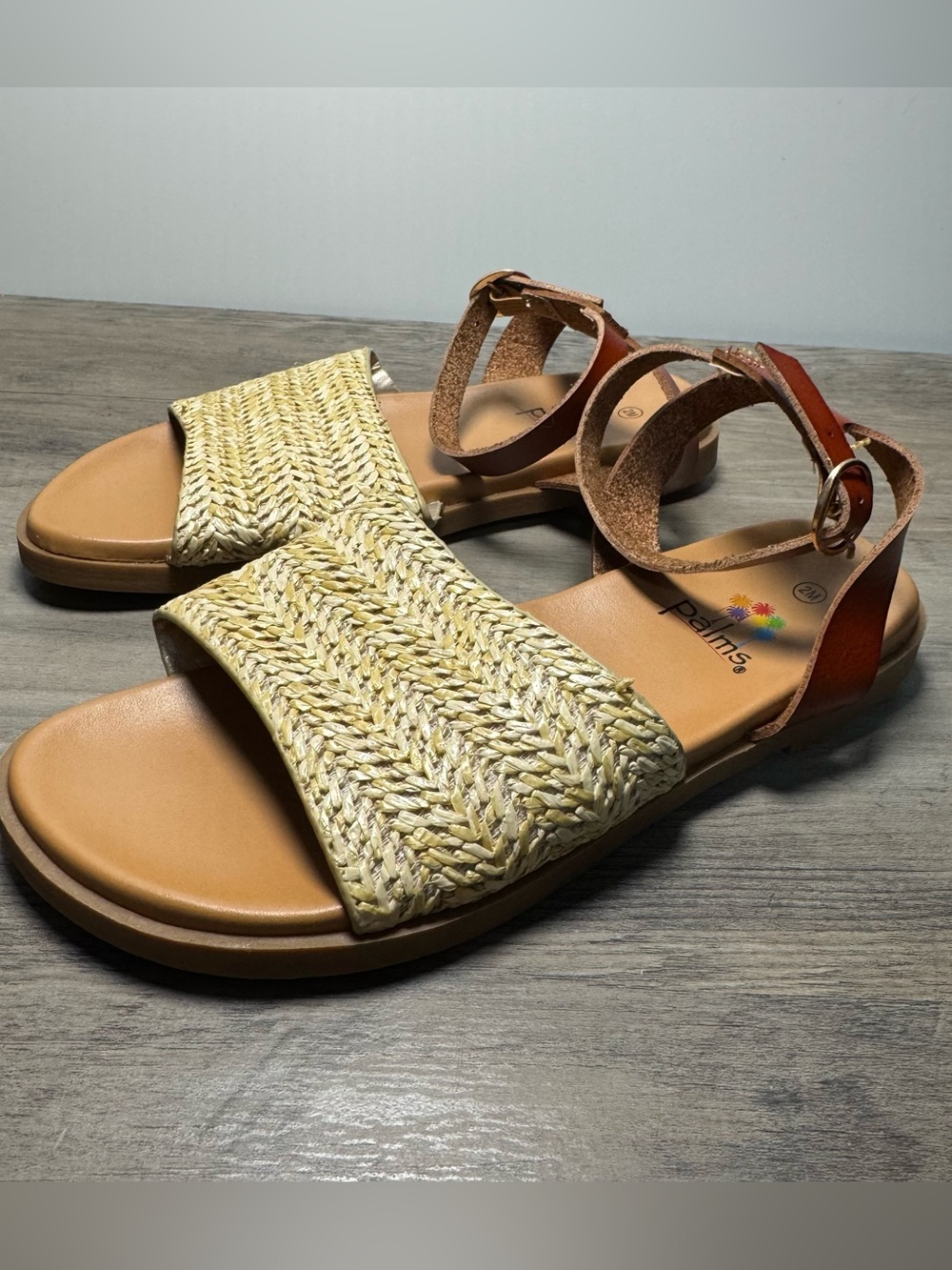 Palms Kids Braided Straw Sandals in Natural/Tan